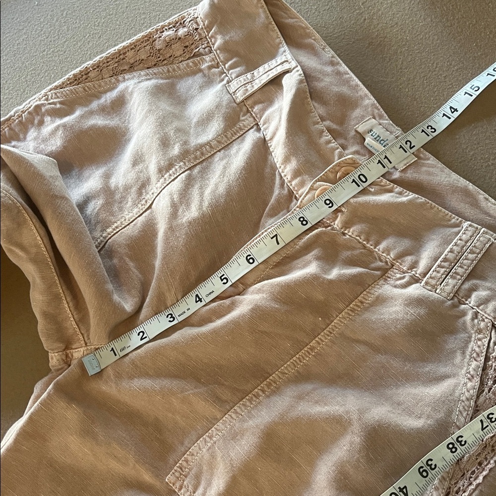 Sundance Women's Beige/Blush/Rose Dust  Linen Blend W/ Lace Pants - 10 - Picture 11 of 13